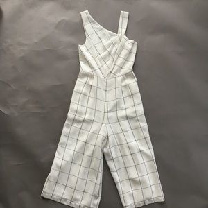 Greylin Window Pane Cropped Jumpsuit, Size Small